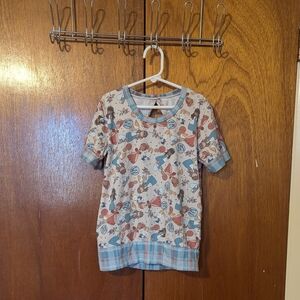 Handmade Custom Made Tunic Top Keyhole Back Alice In Wonderland Theme Size 10